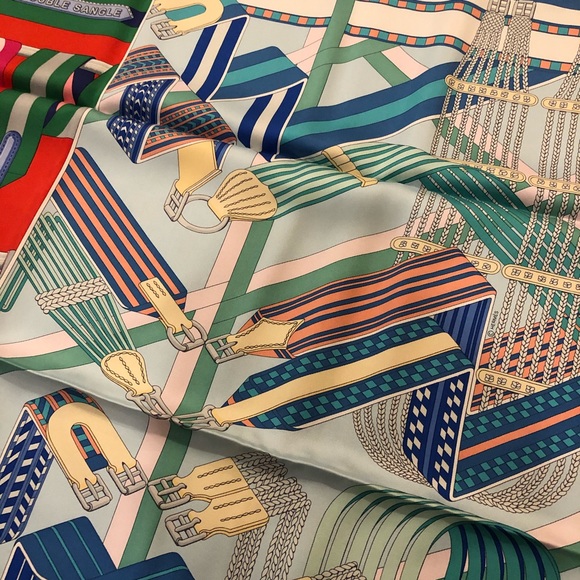 Hermes Double Sangle Scarf 90cm Silk Twill NWB - Picture 7 of 8